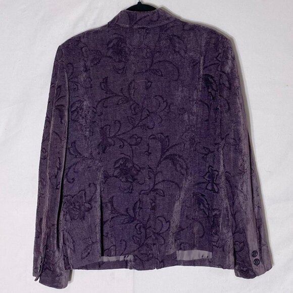 Vintage Lana Lee Purple Floral Jacquard Full Zip Blazer 18 - Picture 2 of 11